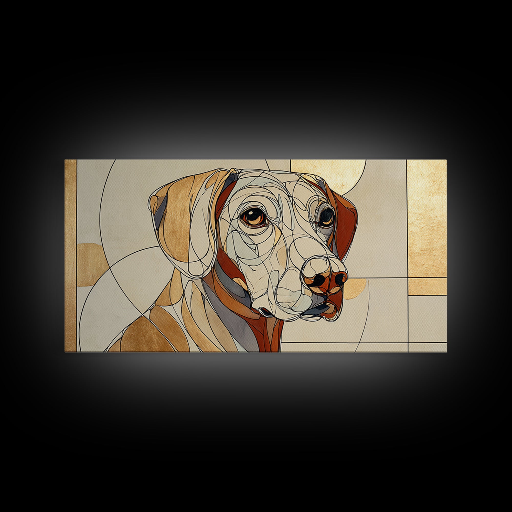 Continuous Line Dog Portrait Framed Canvas Print, Line Art, Living Room Decor, Line, Portrait from Photo, Living Room Art, LIN-2x1-9