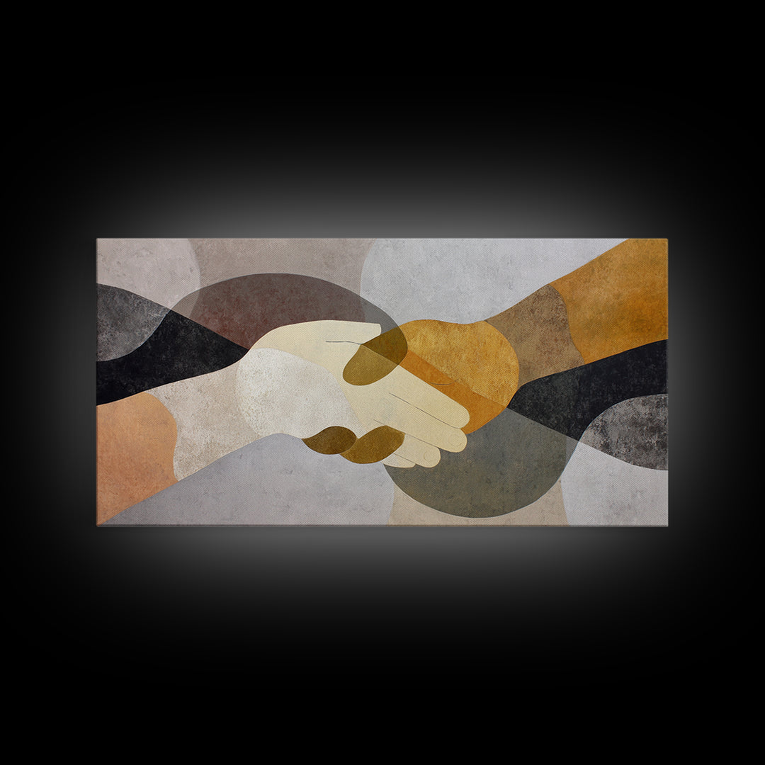 Two Hands Nearly Touching Framed Canvas Print, Line Art, Bird Wall Art, Living Room Decor, Abstract Art, Line, LIN-2x1-97
