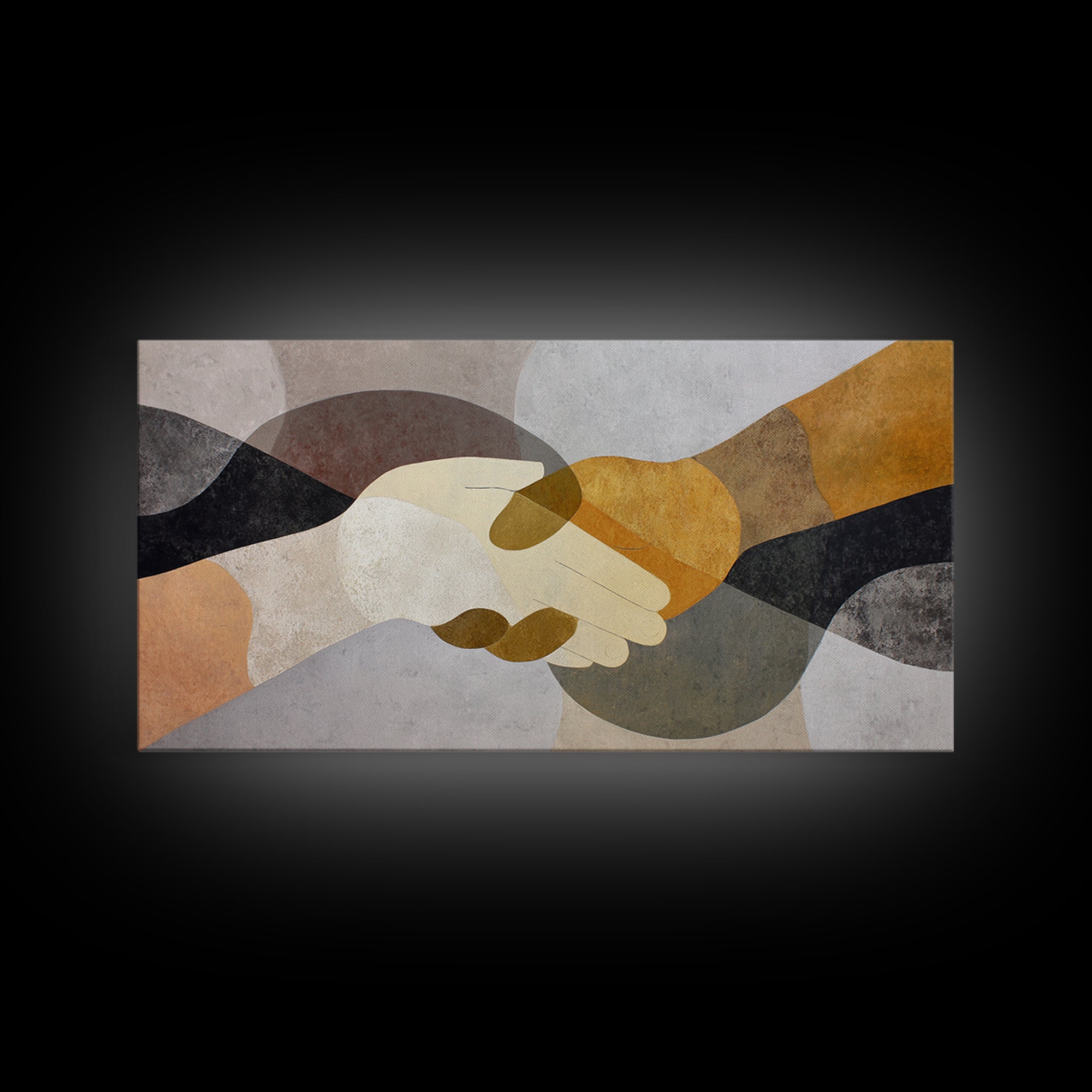 Two Hands Nearly Touching Framed Canvas Print, Line Art, Bird Wall Art, Living Room Decor, Abstract Art, Line, LIN-2x1-97