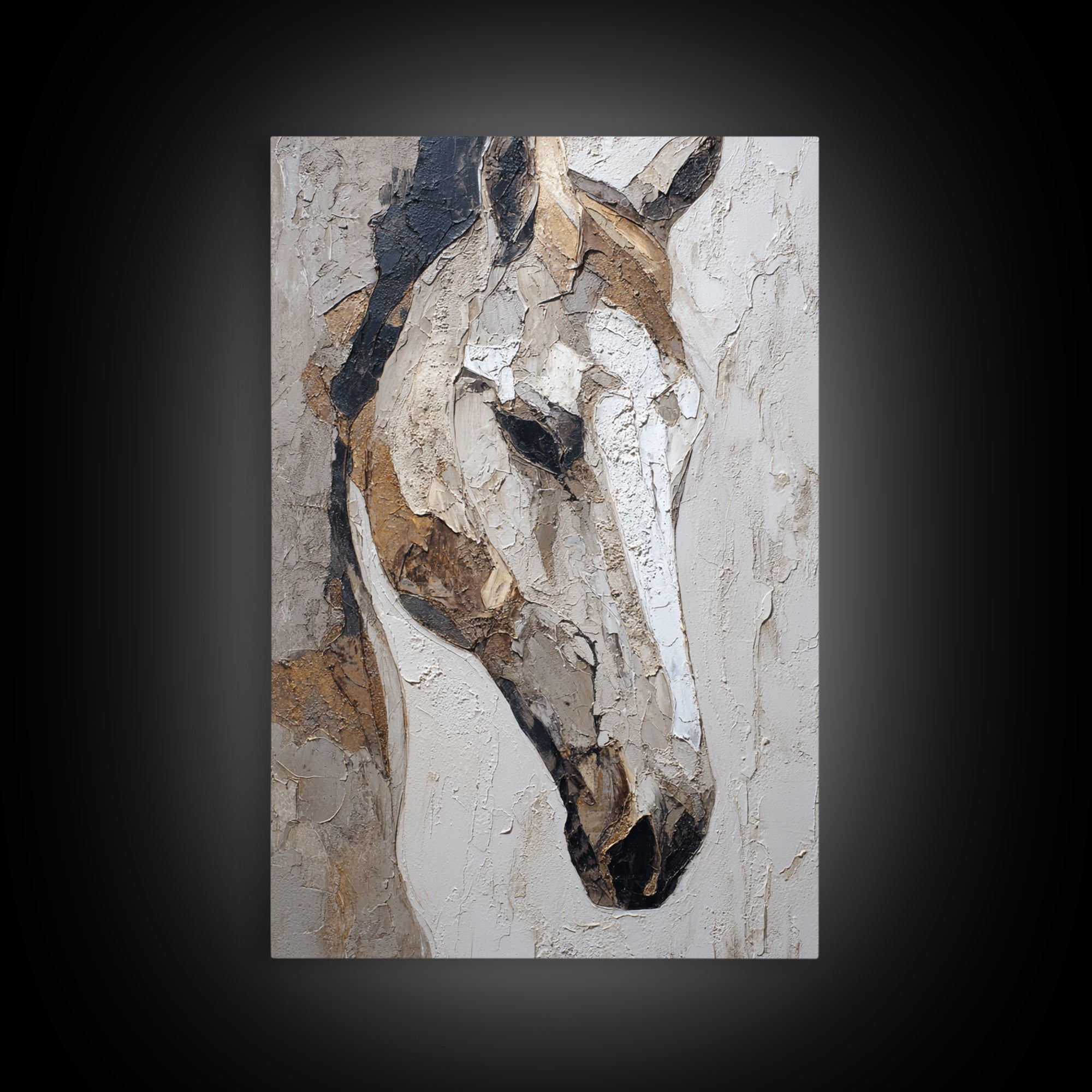 Abstract Horse Formed from Graceful Contour Framed Canvas Print, Line Art, Boho Decor, Living Room Decor, Fine Art, Line, LIN-2x3-12