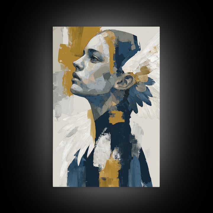 Minimal Angel Wing Contour Canvas Print, Line Art, Canvas Print, Living Room Decor, Abstract Art, Line, Modern Decor, LIN-2x3-29