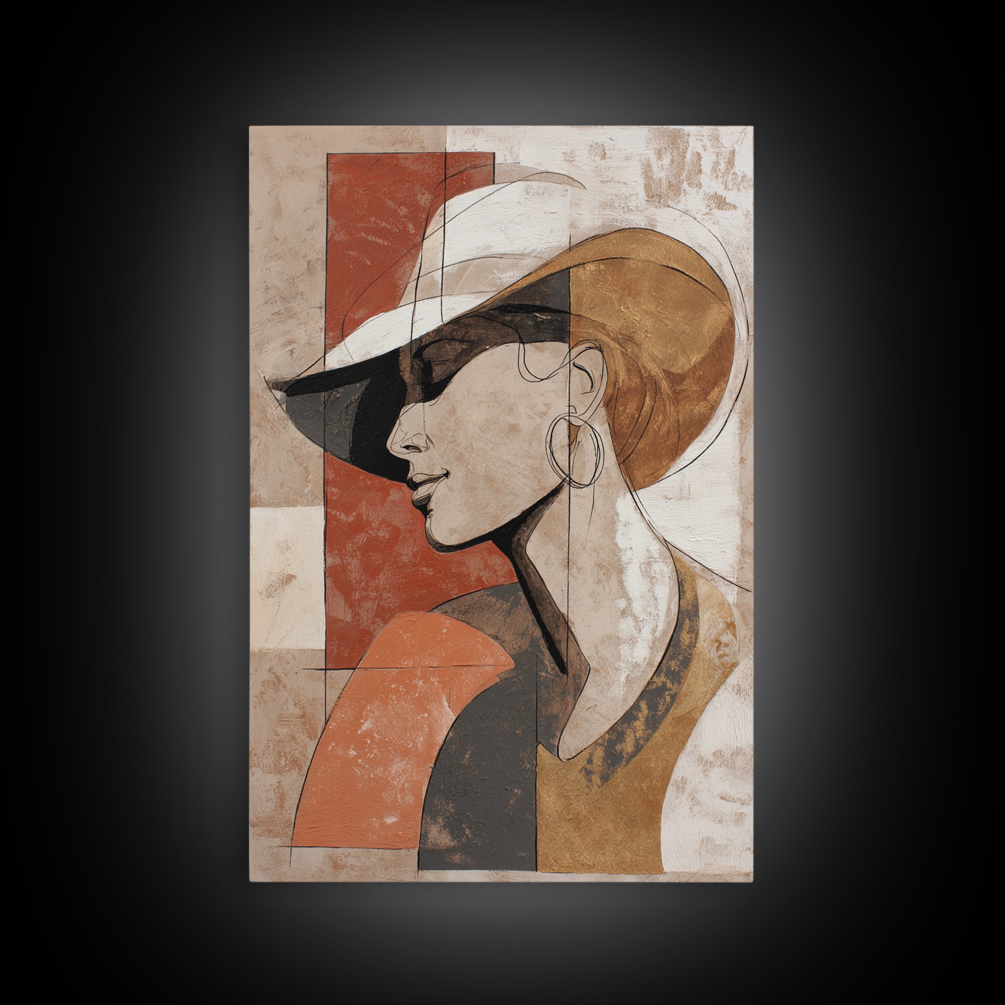 Line Drawing of a Woman Framed Canvas Print, Line Art, Printable Wall Art, Living Room Decor, Oil Painting, Line, Modern Art, LIN-2x3-3