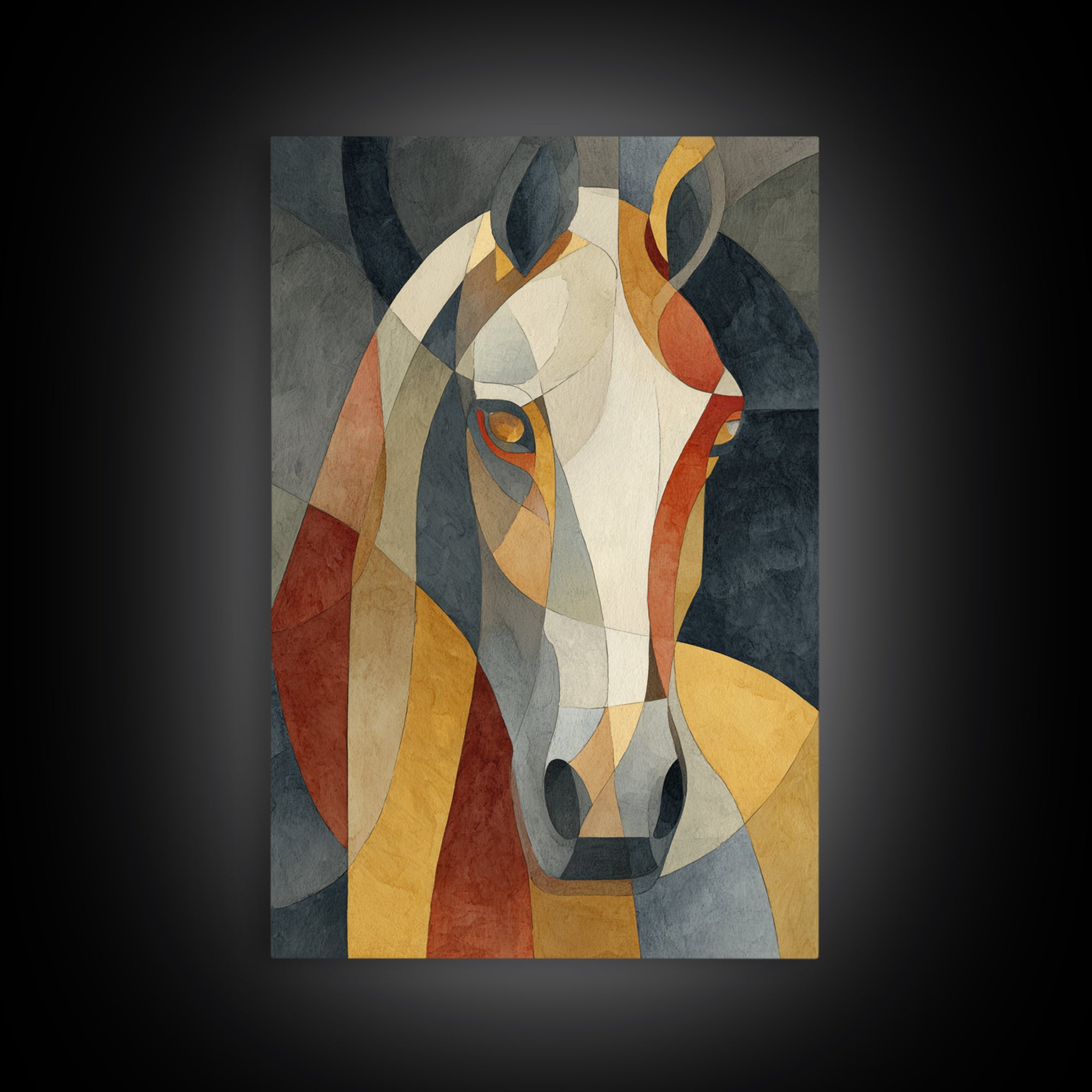 Abstract Horse Formed from Graceful Contour Framed Canvas Print, Line Art, Living Room Decor, Abstract Art, Line, LIN-2x3-36