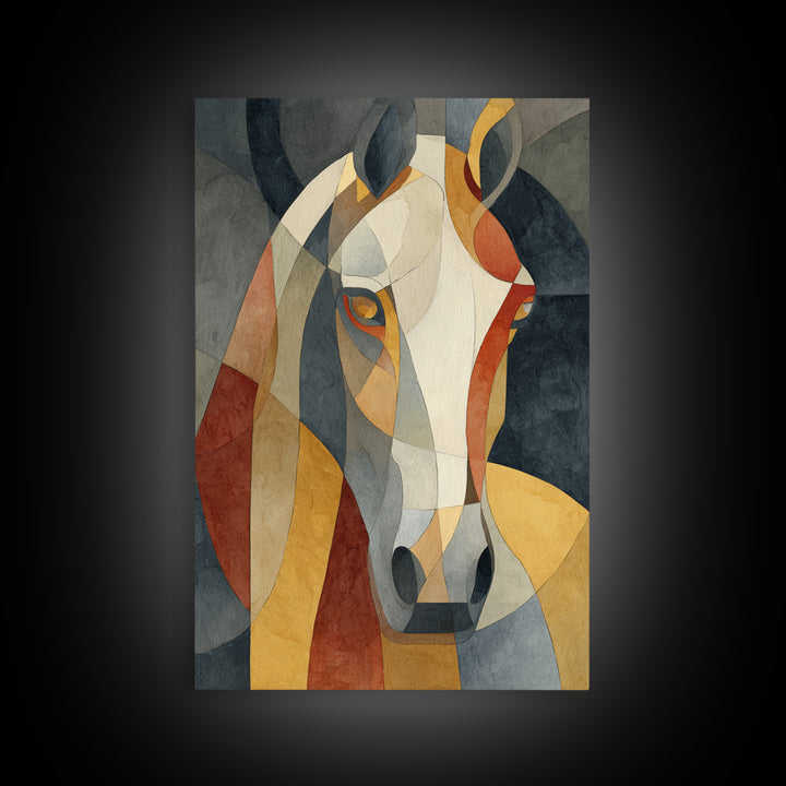 Abstract Horse Formed from Graceful Contour Framed Canvas Print, Line Art, Living Room Decor, Abstract Art, Line, LIN-2x3-36