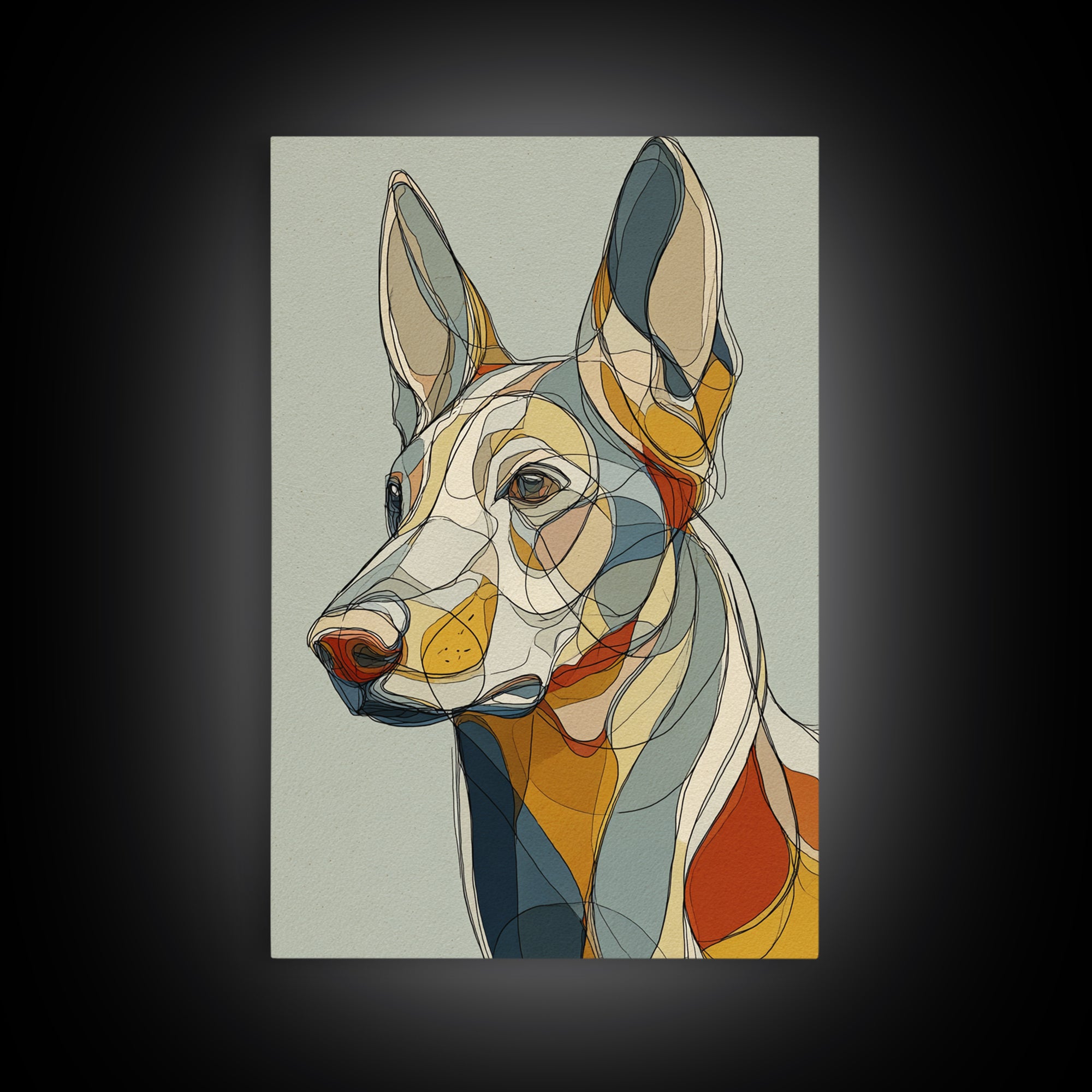 Continuous Line Dog Portrait Canvas Print, Line Art, Minimalist Wall Art, Living Room Decor, Fine Art, Line, Fine Art Print, LIN-2x3-45