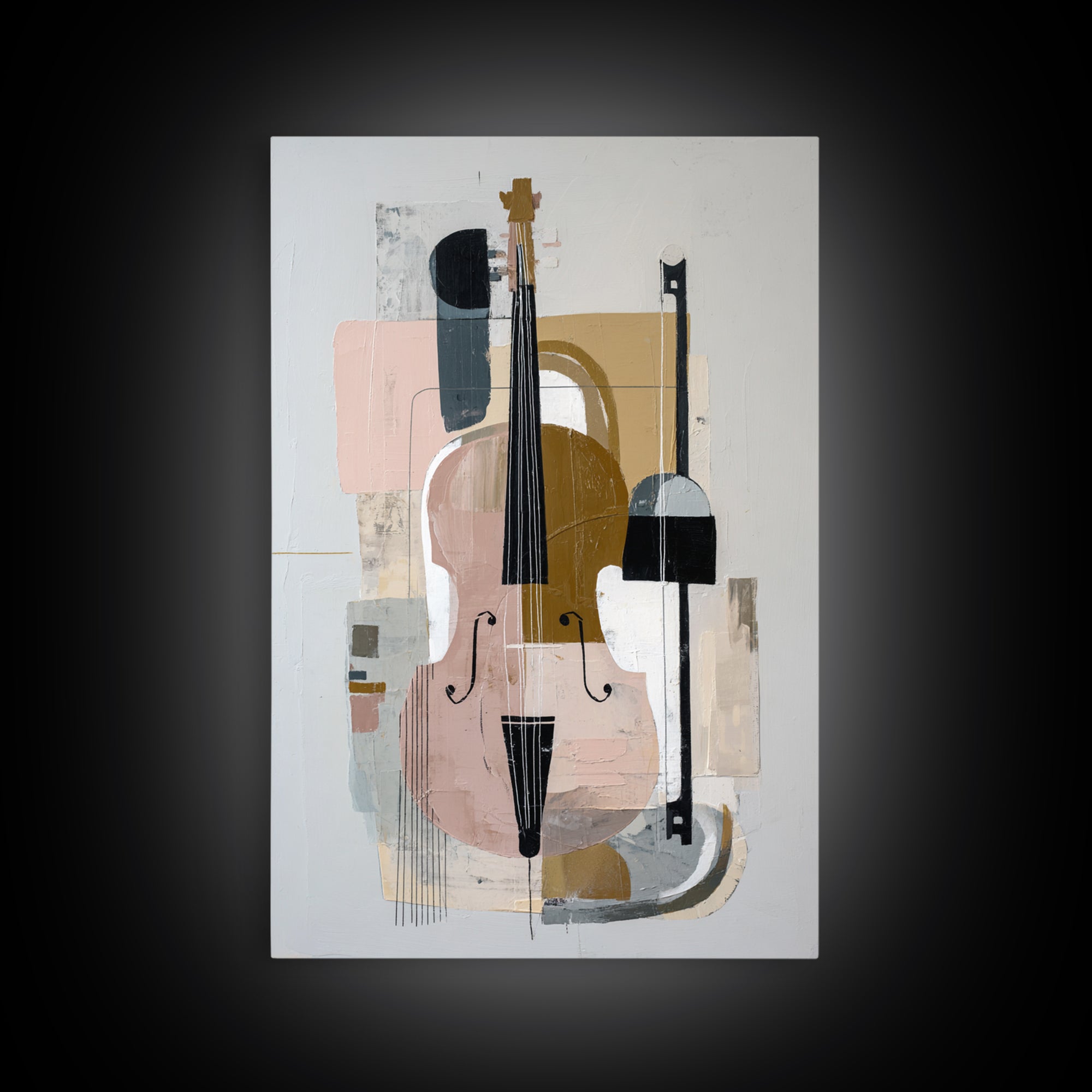 Single Line Violin and Bow Framed Canvas Print, Line Art, Modern Art, Living Room Decor, Fine Art, Line, Neutral Decor, LIN-2x3-55