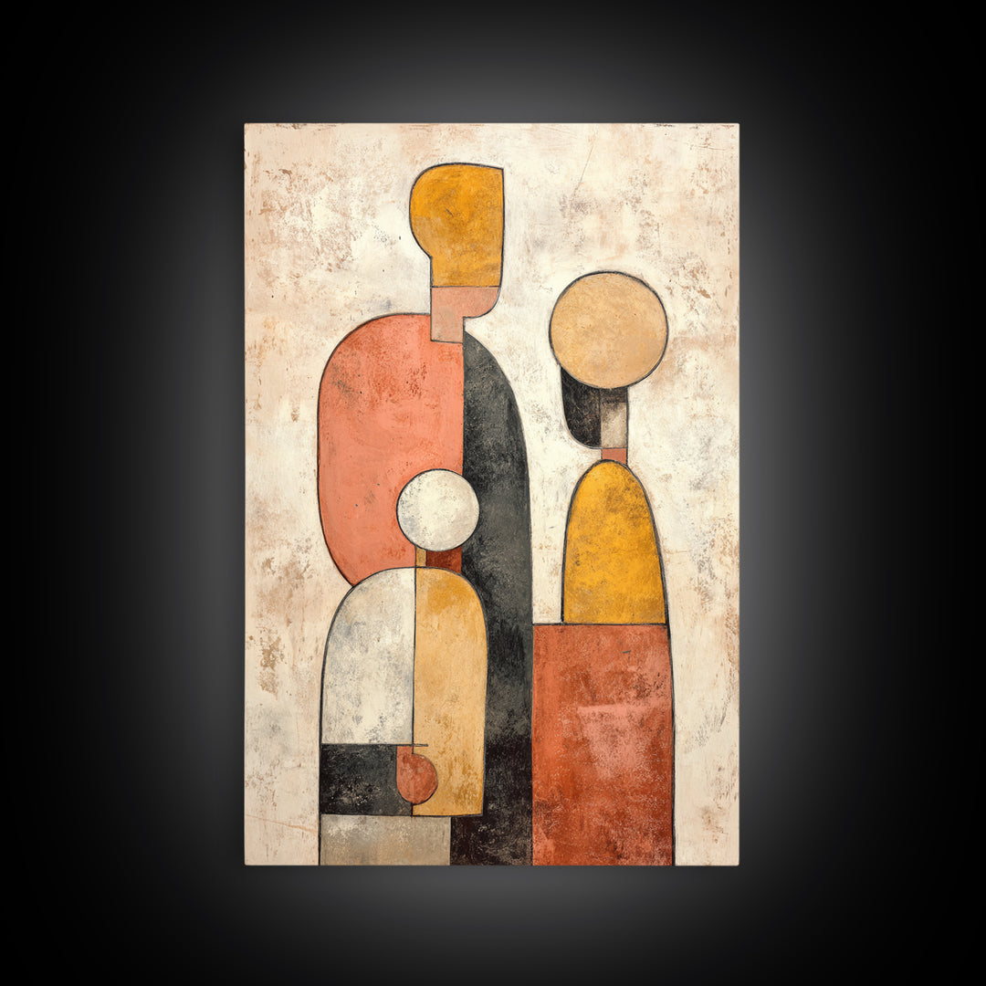 Abstract Family Figures Framed Canvas Print, Line Art, Printable Wall Art, Living Room Decor, Fine Art, Line, Modern Art, LIN-2x3-56