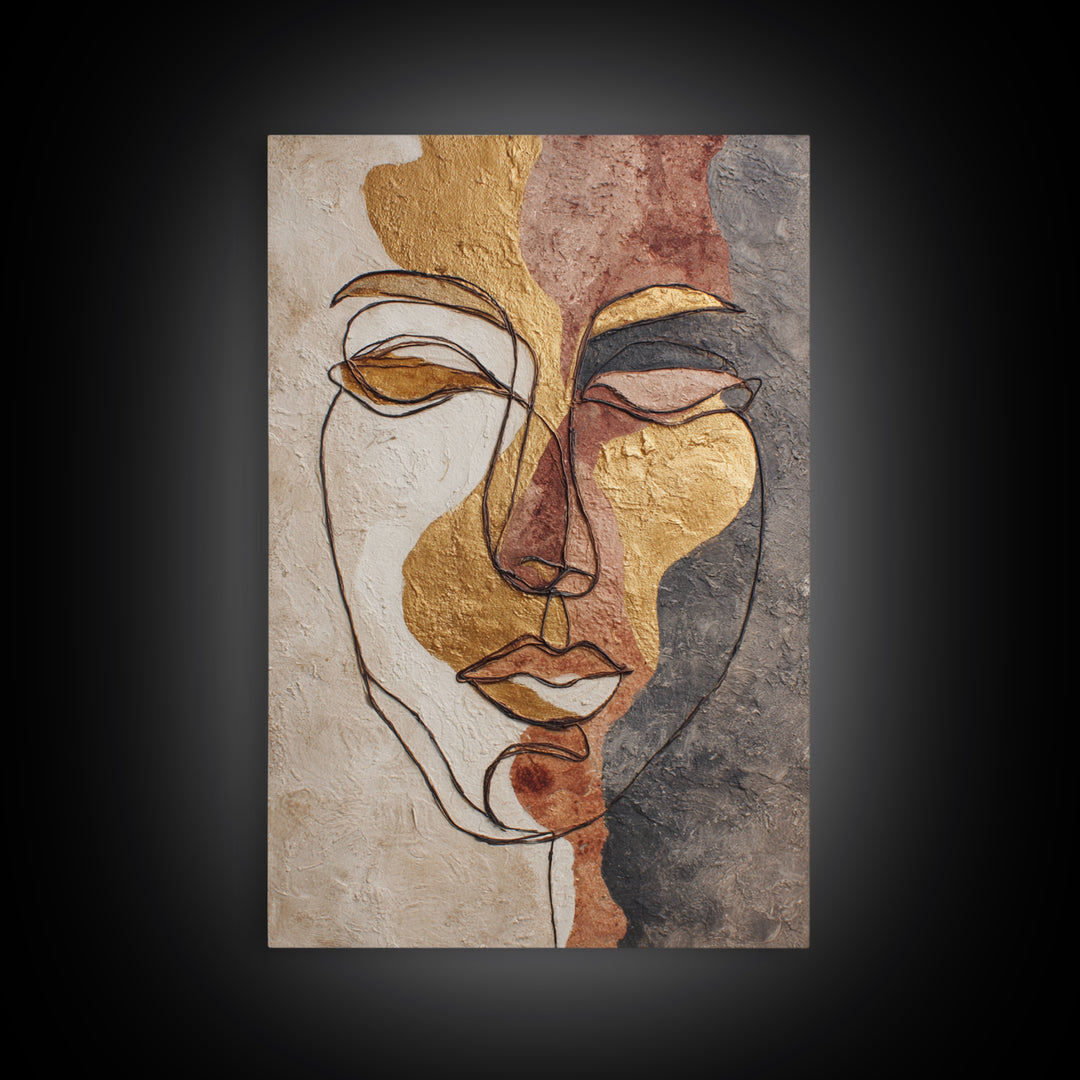 Continuous Line Female Face Canvas Print, Line Art, Modern Decor, Living Room Decor, Fine Art, Line, Contemporary Art, LIN-2x3-57