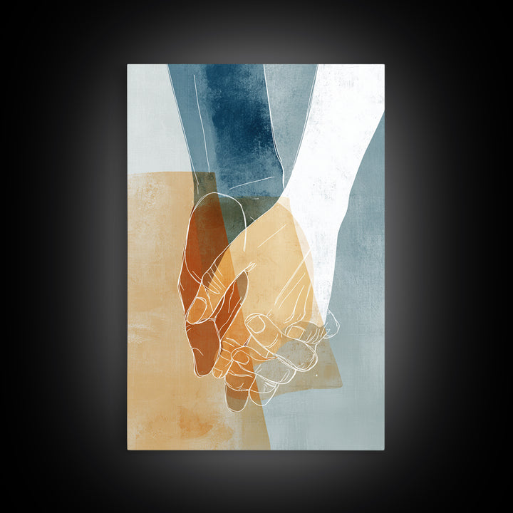 Two Hands Nearly Touching Canvas Print, Line Art, Living Room Art, Living Room Decor, Fine Art, Line, Art Print, LIN-2x3-61