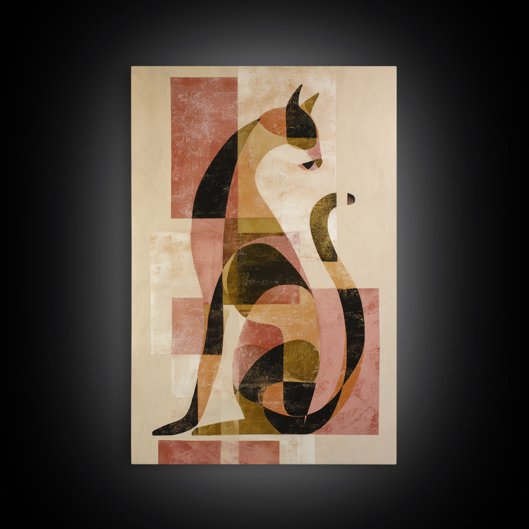 Monoline Cat Stretching Canvas Print, Line Art, Living Room Wall Art, Living Room Decor, Fine Art, Line, Aesthetic Prints, LIN-2x3-62