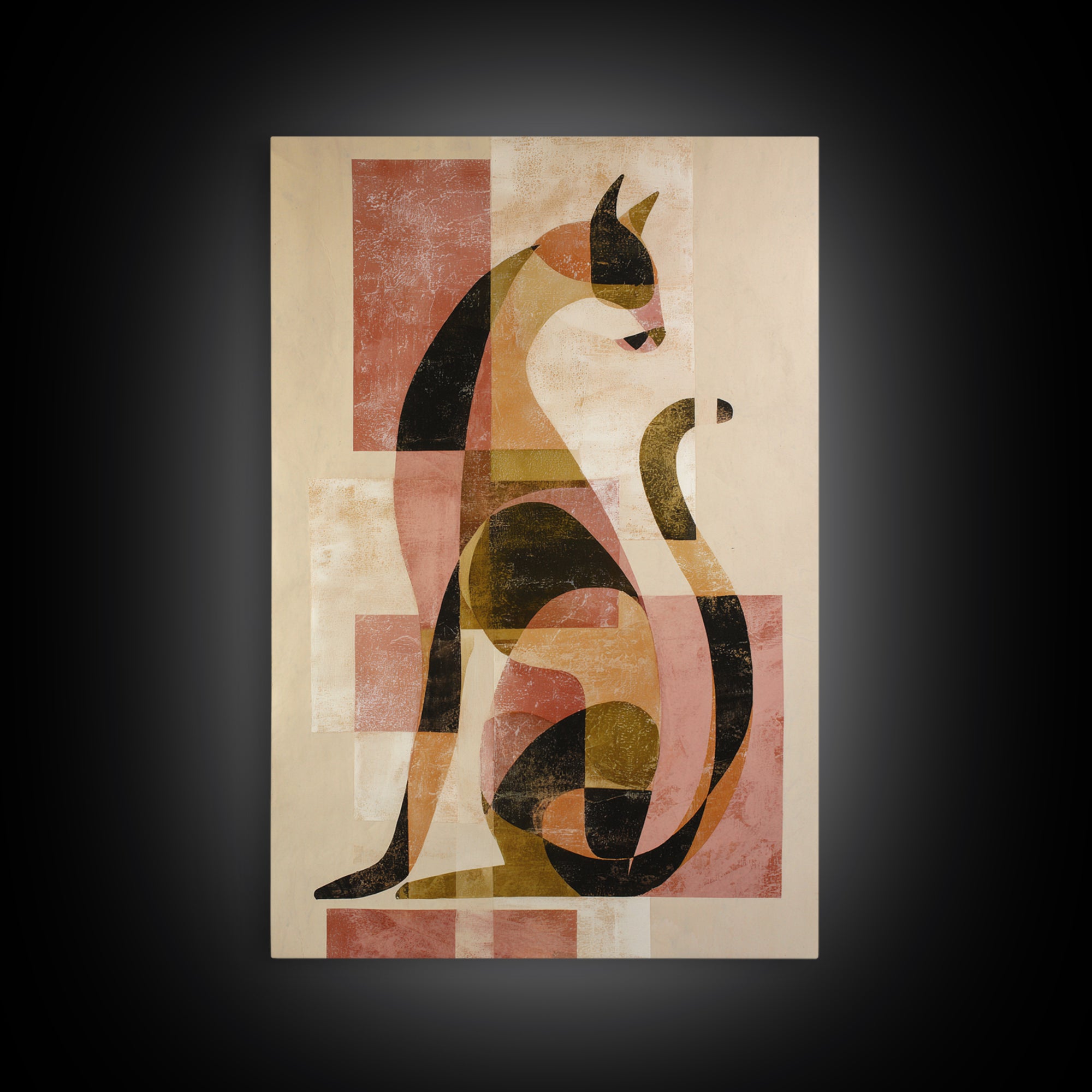 Monoline Cat Stretching Canvas Print, Line Art, Living Room Wall Art, Living Room Decor, Fine Art, Line, Aesthetic Prints, LIN-2x3-62