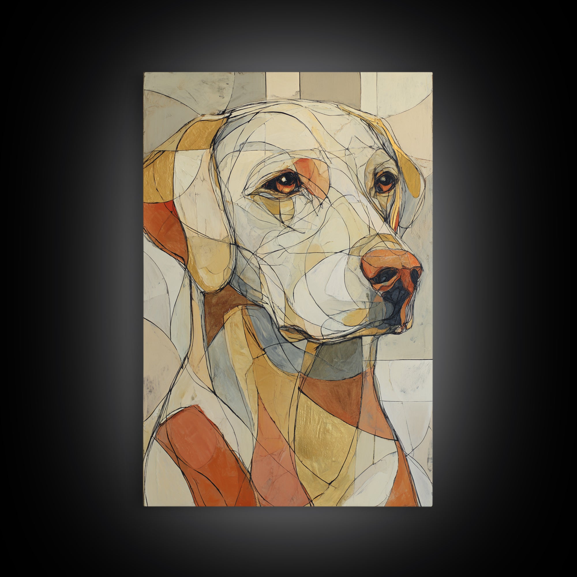 Continuous Line Dog Portrait Framed Canvas Print, Line Art, Bird Wall Art, Living Room Decor, Fine Art, Line, Textured Painting, LIN-2x3-69