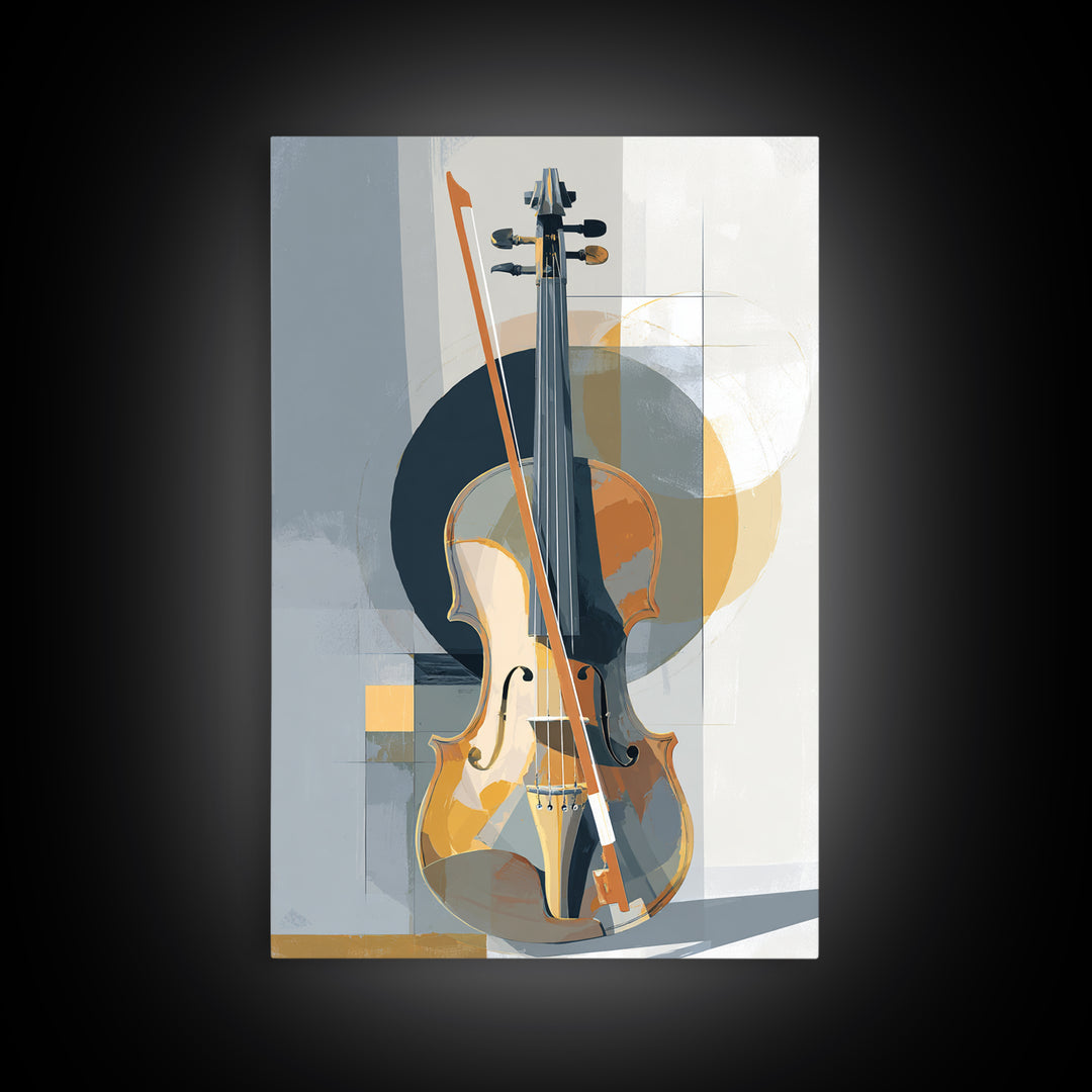 Single Line Violin and Bow Canvas Print, Line Art, Art, Living Room Decor, Abstract Art, Line, Boho Wall Decor, Boho Decor, LIN-2x3-7