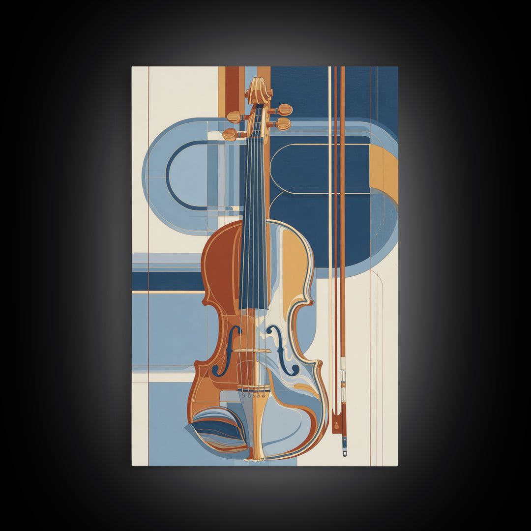 Single Line Violin and Bow Canvas Print, Line Art, Gallery Wall Set, Living Room Decor, Abstract Art, Line, Textured Painting, LIN-2x3-79