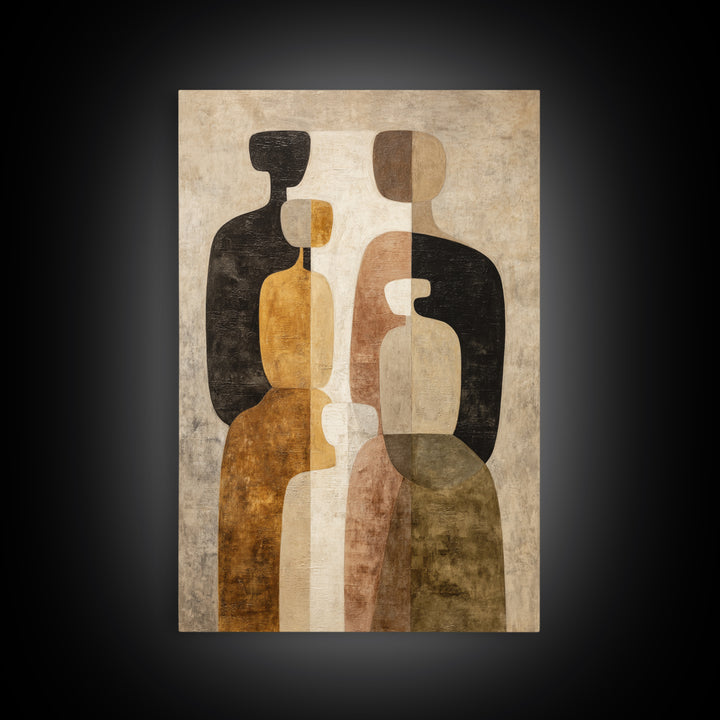 Abstract Family Figures Framed Canvas Print, Line Art, Room Decor, Living Room Decor, Oil Painting, Line, Digital Wall Art, LIN-2x3-8