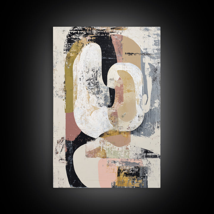 Abstract Horse Formed from Graceful Contour Framed Canvas Print, Line Art, Wall Art, Living Room Decor, Abstract Art, Line, LIN-2x3-84