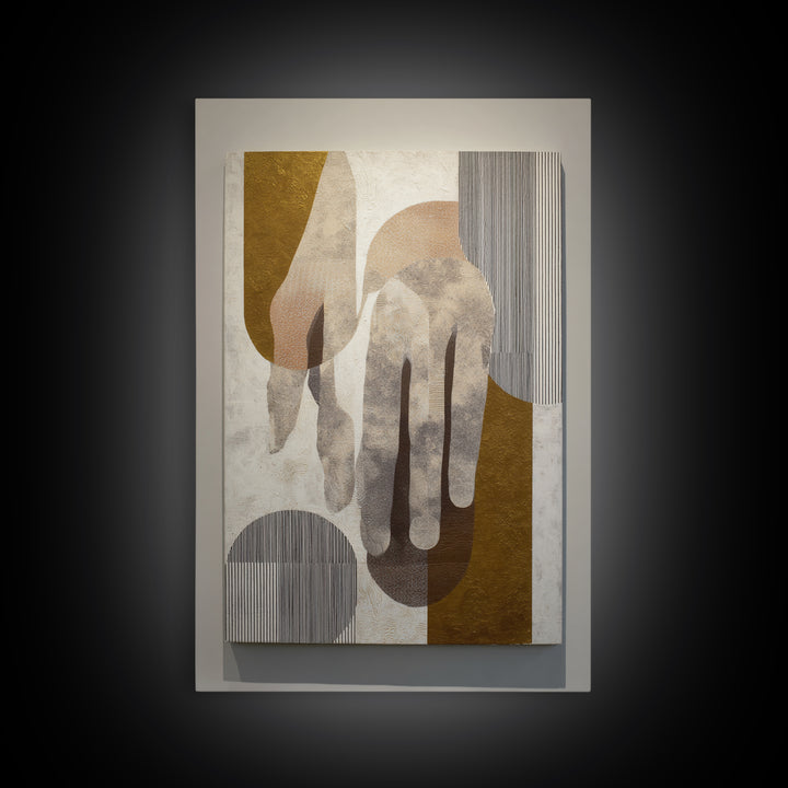Two Hands Nearly Touching Framed Canvas Print, Line Art, Aesthetic Prints, Living Room Decor, Fine Art, Line, Wall Art, LIN-2x3-85