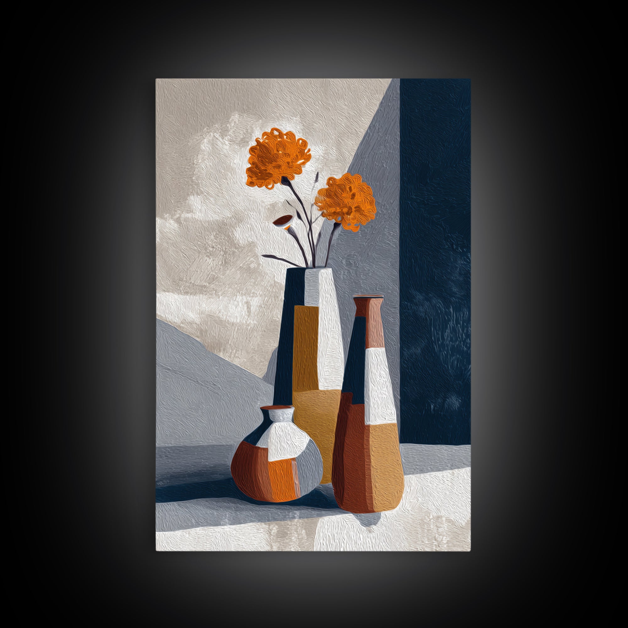 Abstract Vase and Flowers Framed Canvas Print, Line Art, Digital Wall Art, Living Room Decor, Line, Minimalist Wall Art, LIN-2x3-92