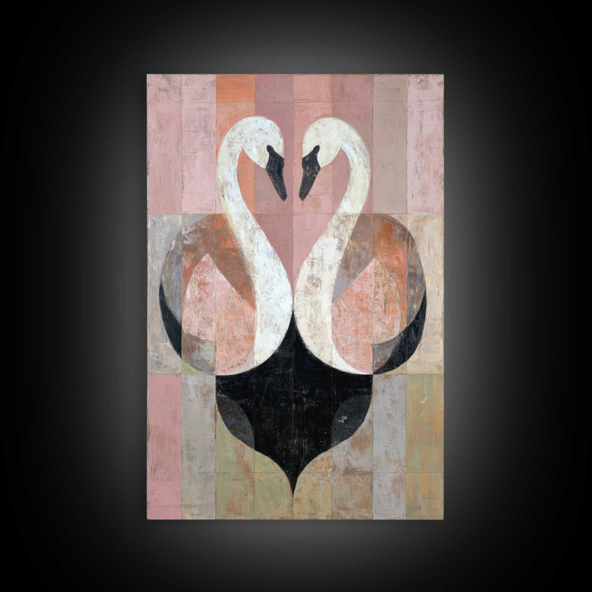 Two Swans Forming a Heart Shape Canvas Print, Line Art, Minimalist Art, Living Room Decor, Abstract Art, Line, Minimalist Decor, LIN-2x3-96