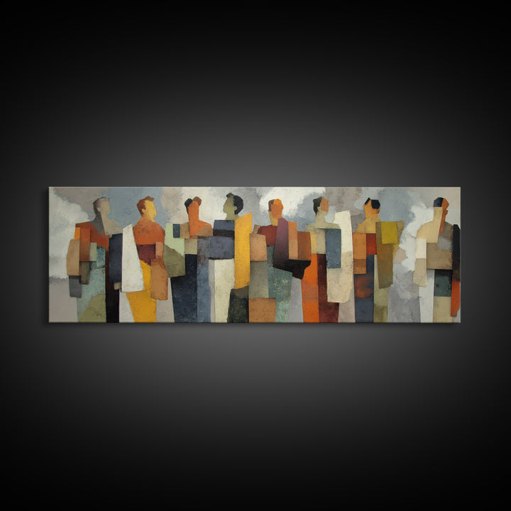 Abstract Family Figures Canvas Print, Line Art, Jesus Wall Art, Living Room Decor, Fine Art, Line, Statement Artwork, LIN-3x1-16