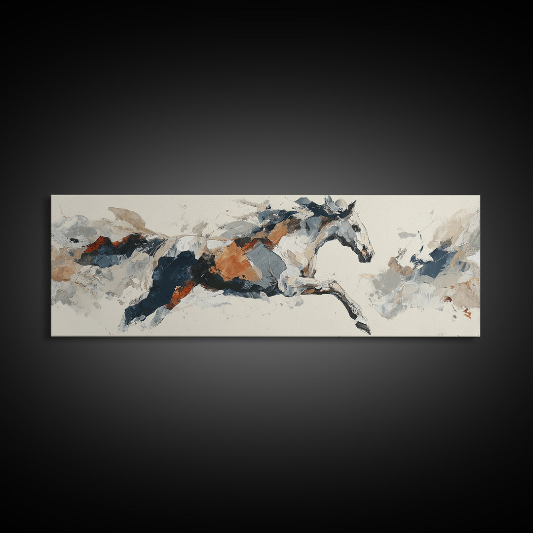 Abstract Horse Formed from Graceful Contour Canvas Print, Line Art, Minimalist Art, Living Room Decor, Fine Art, Line, LIN-3x1-20