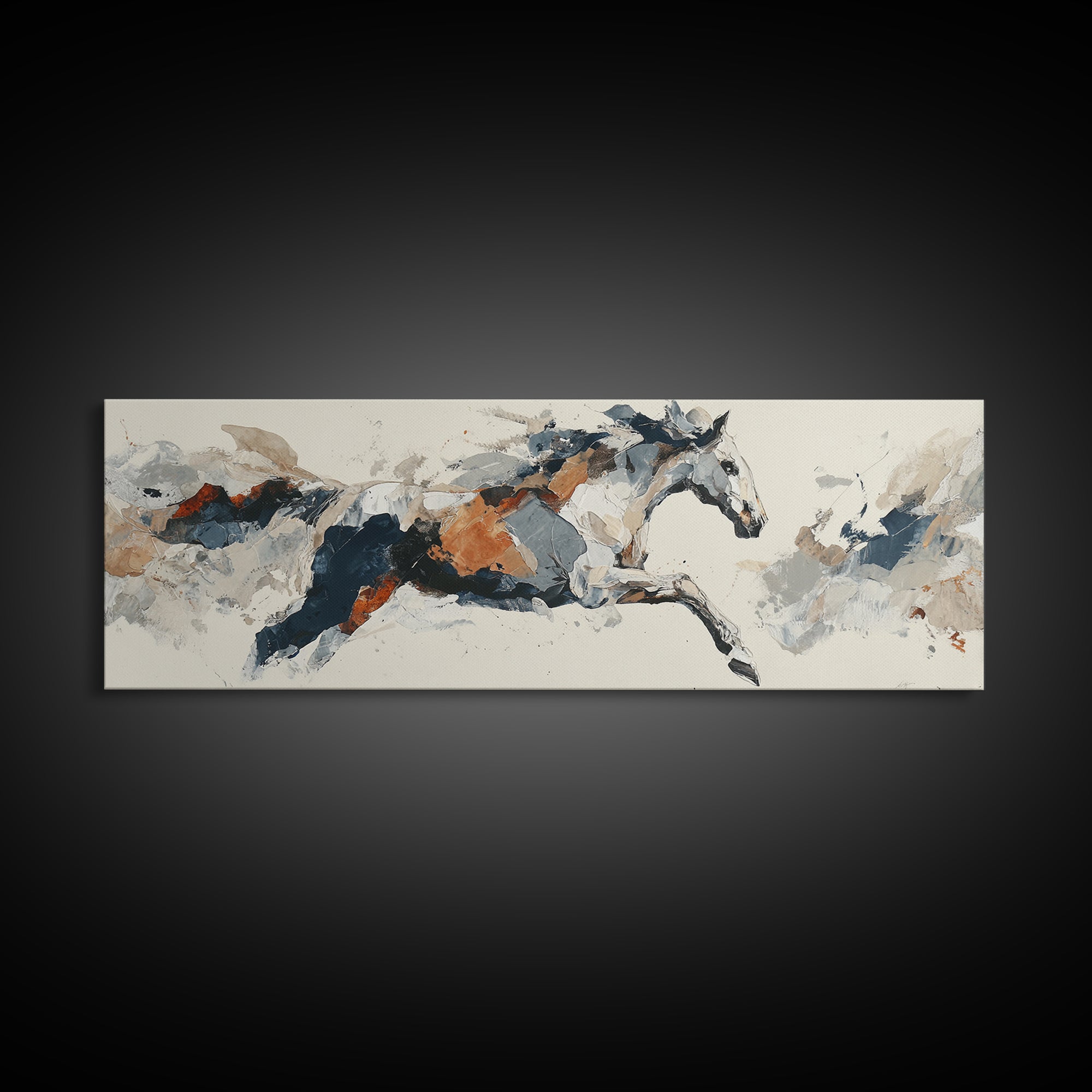 Abstract Horse Formed from Graceful Contour Canvas Print, Line Art, Minimalist Art, Living Room Decor, Fine Art, Line, LIN-3x1-20