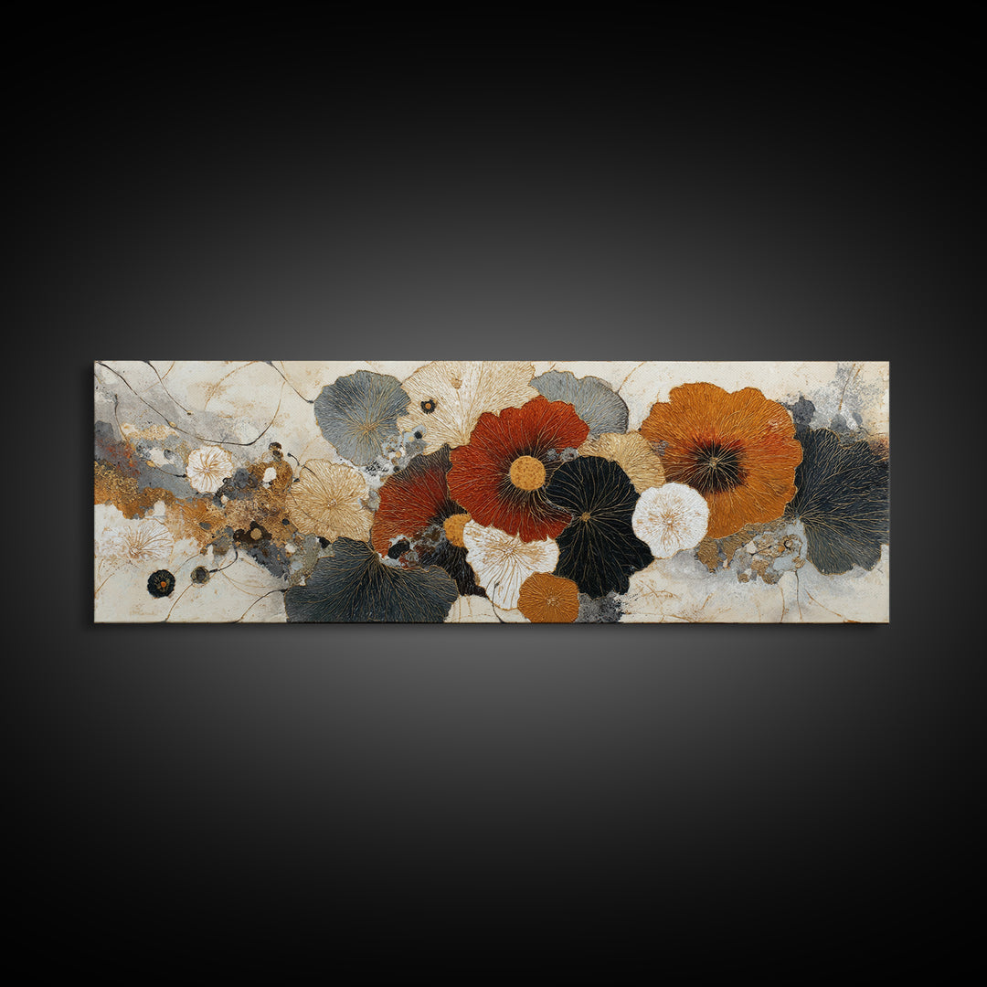 Face and Flower Blended into One Contour Framed Canvas Print, Line Art, Decor, Living Room Decor, Line, Living Room Wall Art, LIN-3x1-72