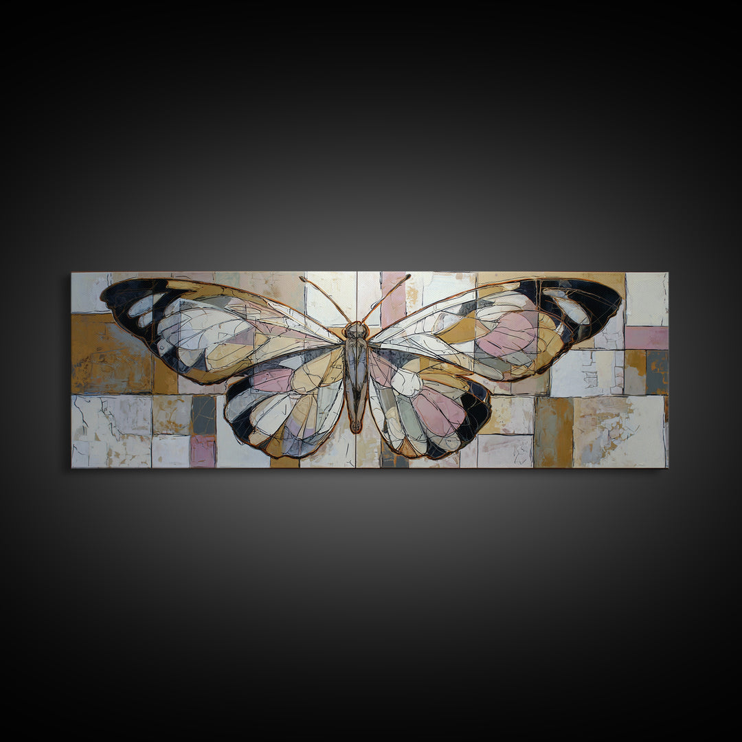 Line Art Butterfly Canvas Print, Line Art, Jesus Wall Art, Living Room Decor, Abstract Art, Line, Statement Artwork, LIN-3x1-86