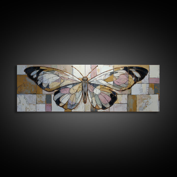 Line Art Butterfly Canvas Print, Line Art, Jesus Wall Art, Living Room Decor, Abstract Art, Line, Statement Artwork, LIN-3x1-86