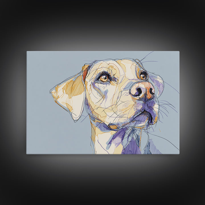Continuous Line Dog Portrait Canvas Print, Line Art, Neutral Decor, Living Room Decor, Oil Painting, Line, Wall Decor, LIN-3x2-17