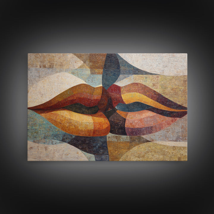 Abstract Lips and Hand Fashion Sketch Canvas Print, Line Art, Minimalist Wall Art, Living Room Decor, Abstract Art, Line, LIN-3x2-22