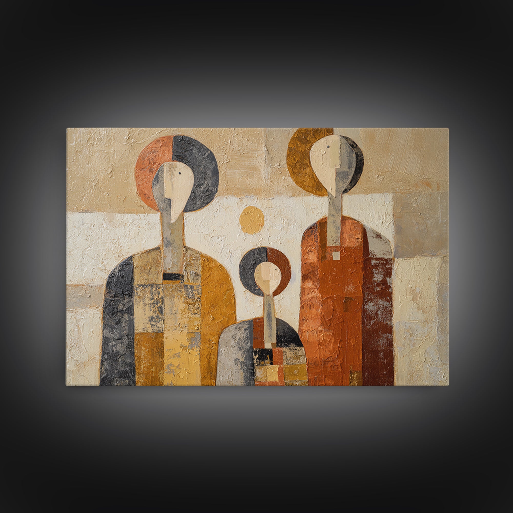 Abstract Family Figures Framed Canvas Print, Line Art, Aesthetic Prints, Living Room Decor, Fine Art, Line, Wall Art, LIN-3x2-28