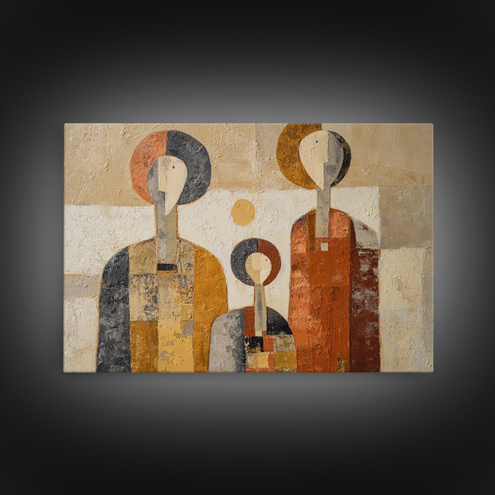 Abstract Family Figures Framed Canvas Print, Line Art, Aesthetic Prints, Living Room Decor, Fine Art, Line, Wall Art, LIN-3x2-28
