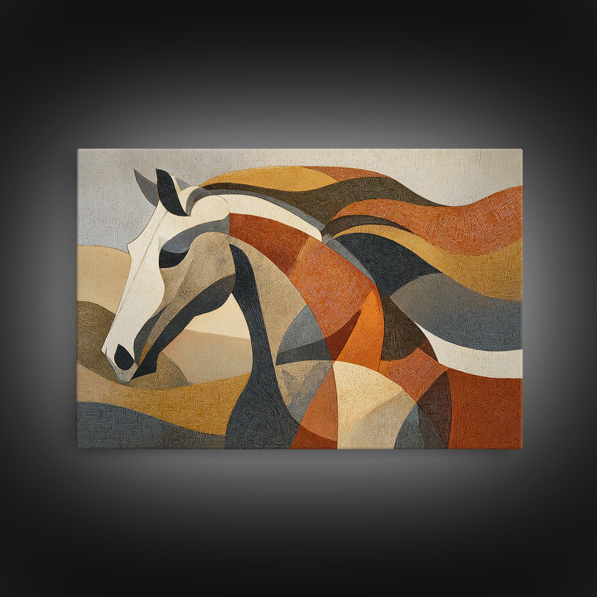 Abstract Horse Formed from Graceful Contour Canvas Print, Line Art, Art Print, Living Room Decor, Fine Art, Line, LIN-3x2-32
