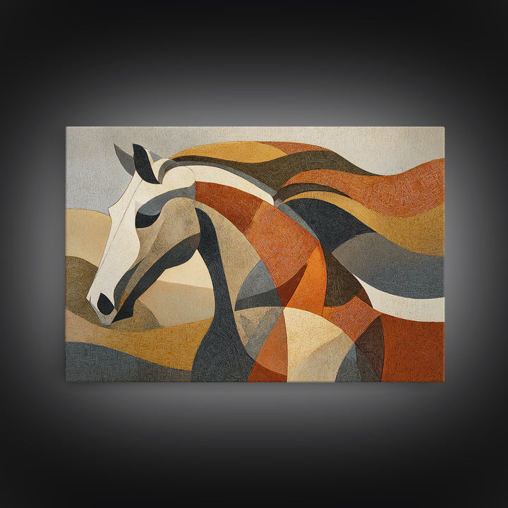 Abstract Horse Formed from Graceful Contour Canvas Print, Line Art, Art Print, Living Room Decor, Fine Art, Line, LIN-3x2-32