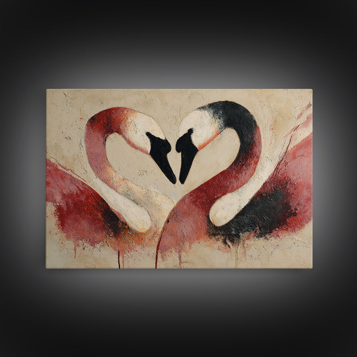 Two Swans Forming a Heart Shape Canvas Print, Line Art, Canvas Art, Living Room Decor, Fine Art, Line, Jesus Wall Art, LIN-3x2-68