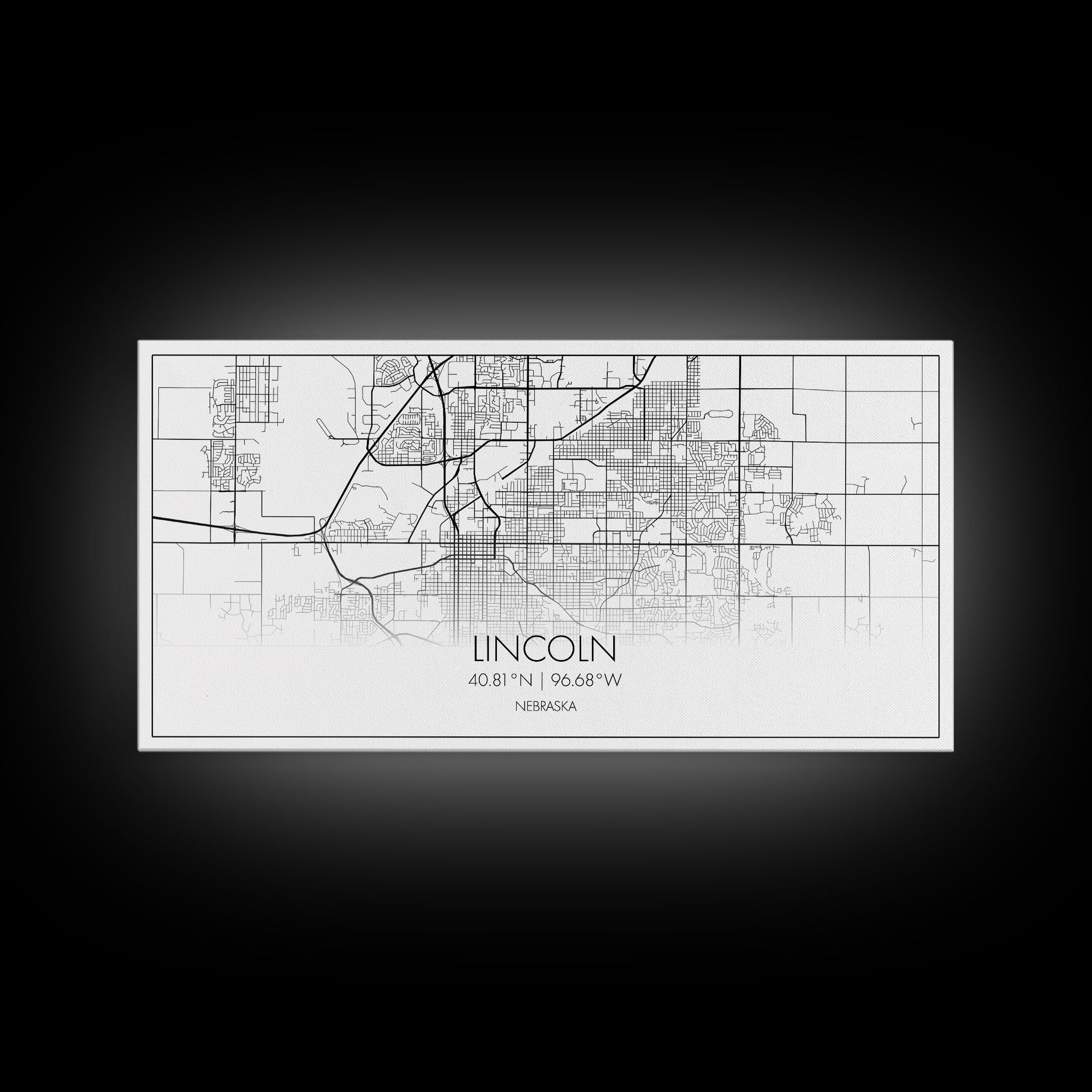 Lincoln City Map, Nebraska Map, Map Art, Modern Art, Wall Art, Canvas Art, Dorm Room Wall Art, Bar Wall Art, Gift For Mom, Teen Wall Art