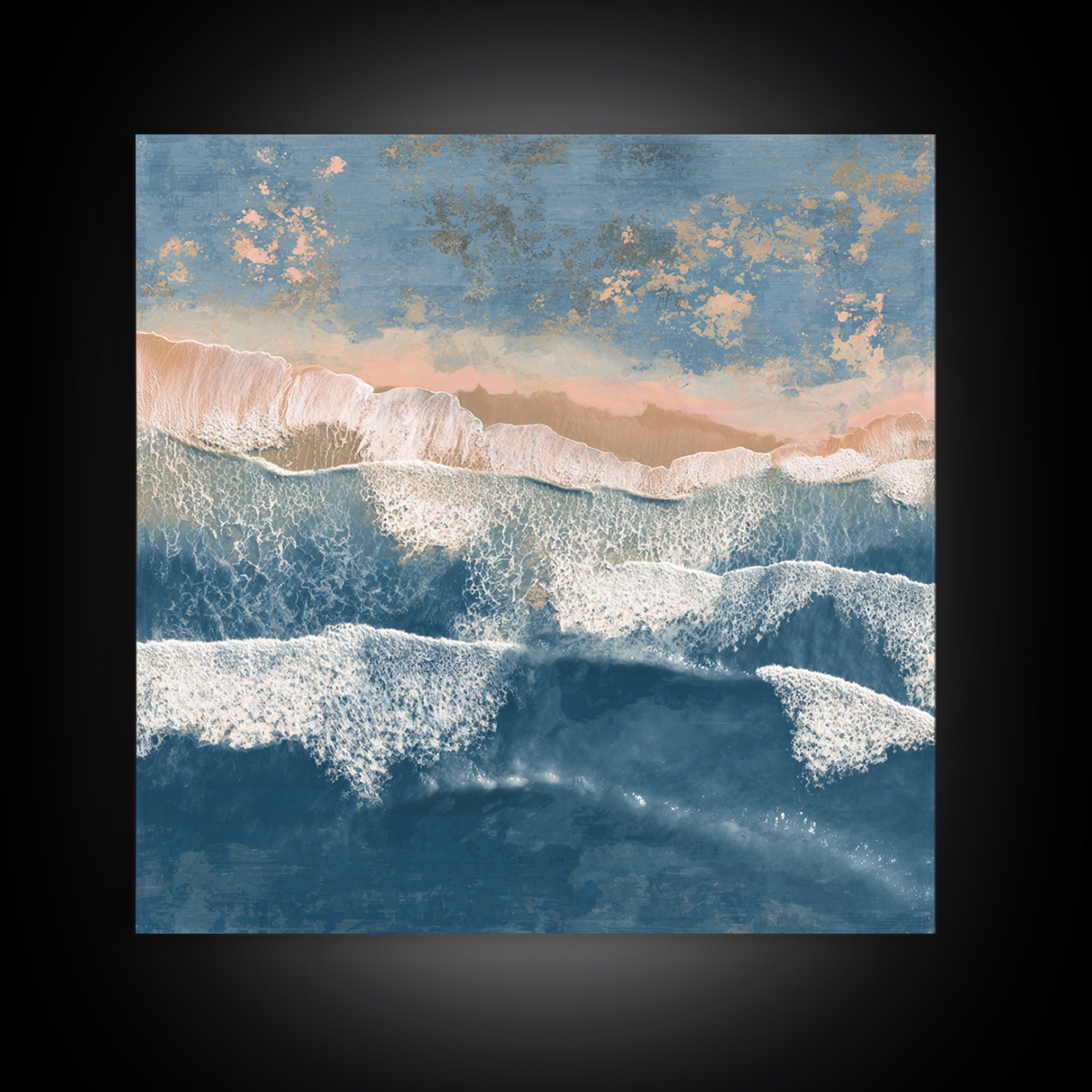 Coastal Aerial Shoreline Framed Canvas Print, Living Room Art, Large Wall Art, Living Room Decor, Living, Dopamine Decor, LIR-1x1-11