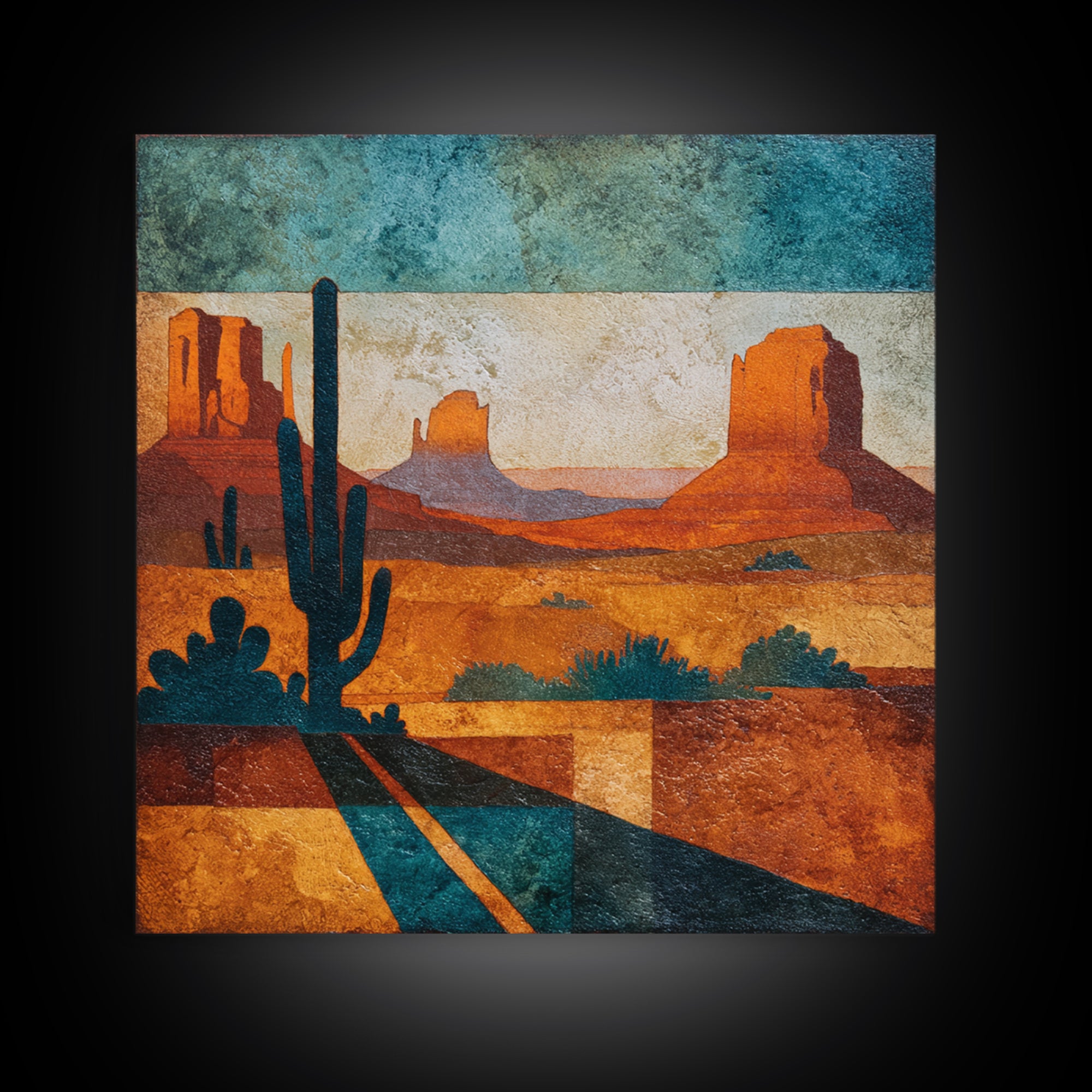 Earthy Desert Landscape Framed Canvas Print, Living Room Art, Wall Decor, Living Room Decor, Oil Painting, Living, Abstract Art, LIR-1x1-12