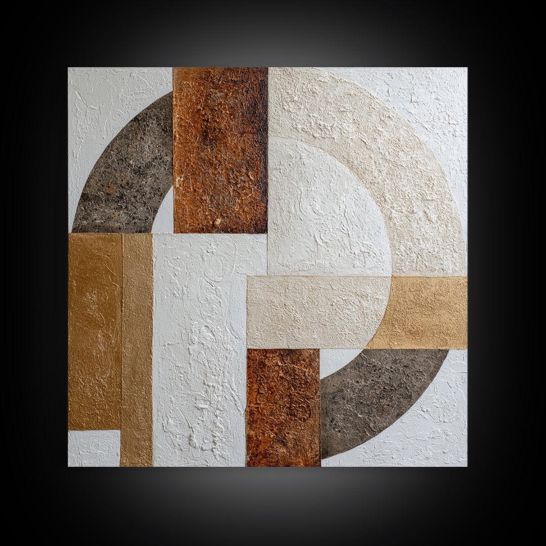 Monochrome Stone Texture Abstraction Framed Canvas Print, Living Room Art, Neutral Decor, Living Room Decor, Fine Art, Living, LIR-1x1-21