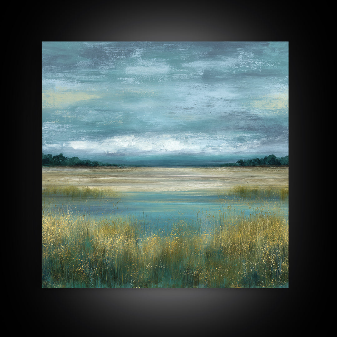 Quiet Meadow Landscape Canvas Print, Living Room Art, Living Room Decor, Watercolor Art, Living, Abstract Wall Art, LIR-1x1-23
