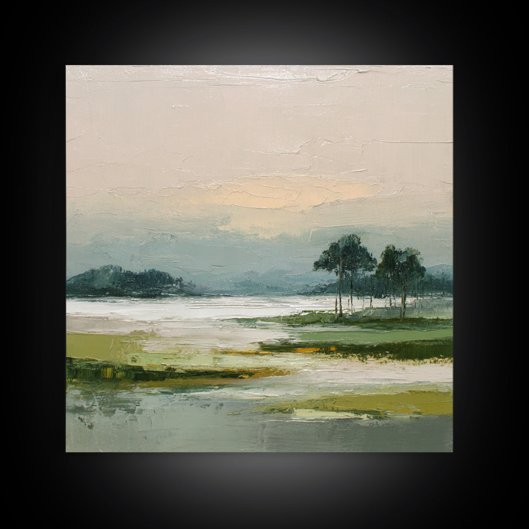 Modern Landscape with Expansive Calm Sky Canvas Print, Living Room Art, Oil Painting, Living Room Decor, Fine Art, Living, LIR-1x1-3