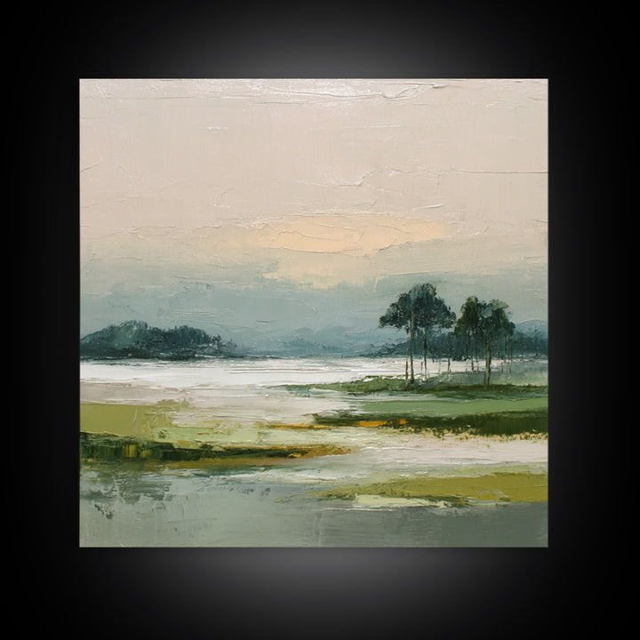 Modern Landscape with Expansive Calm Sky Canvas Print, Living Room Art, Oil Painting, Living Room Decor, Fine Art, Living, LIR-1x1-3