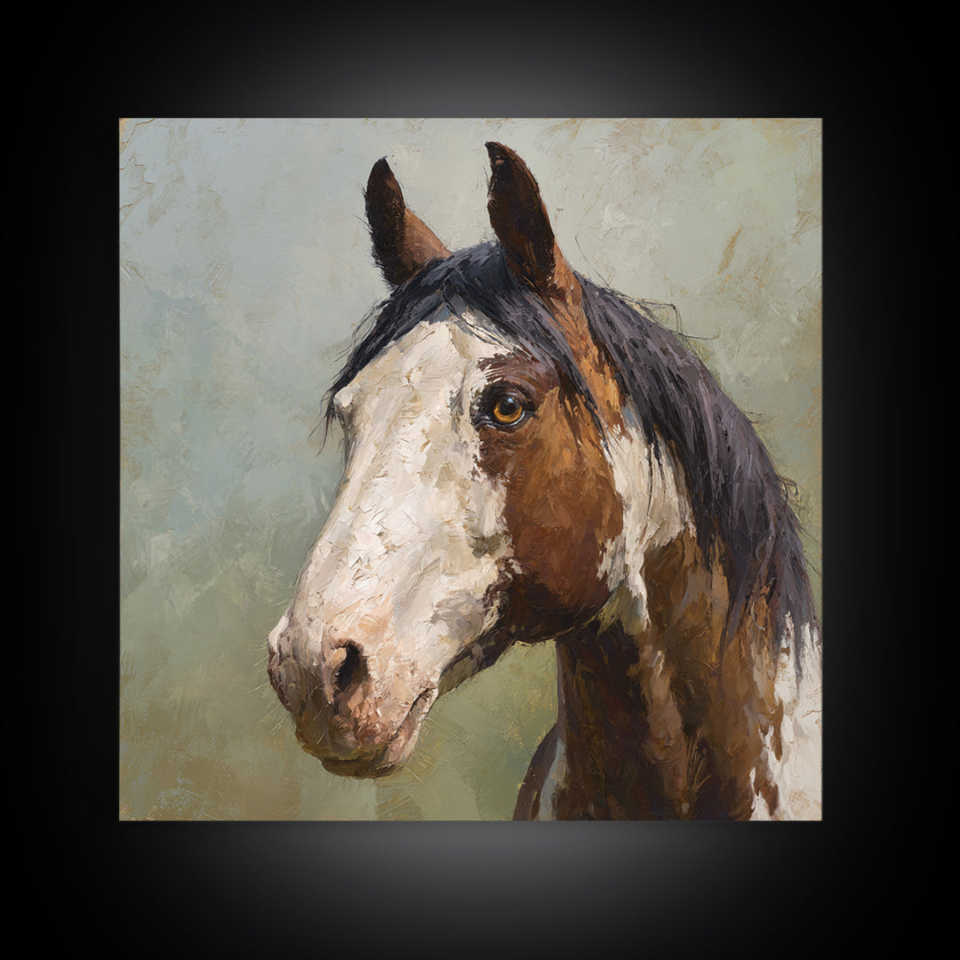 Contemporary Horse Portrait Framed Canvas Print, Living Room Art, 3 Piece Wall Art, Living Room Decor, Fine Art, Living, LIR-1x1-34