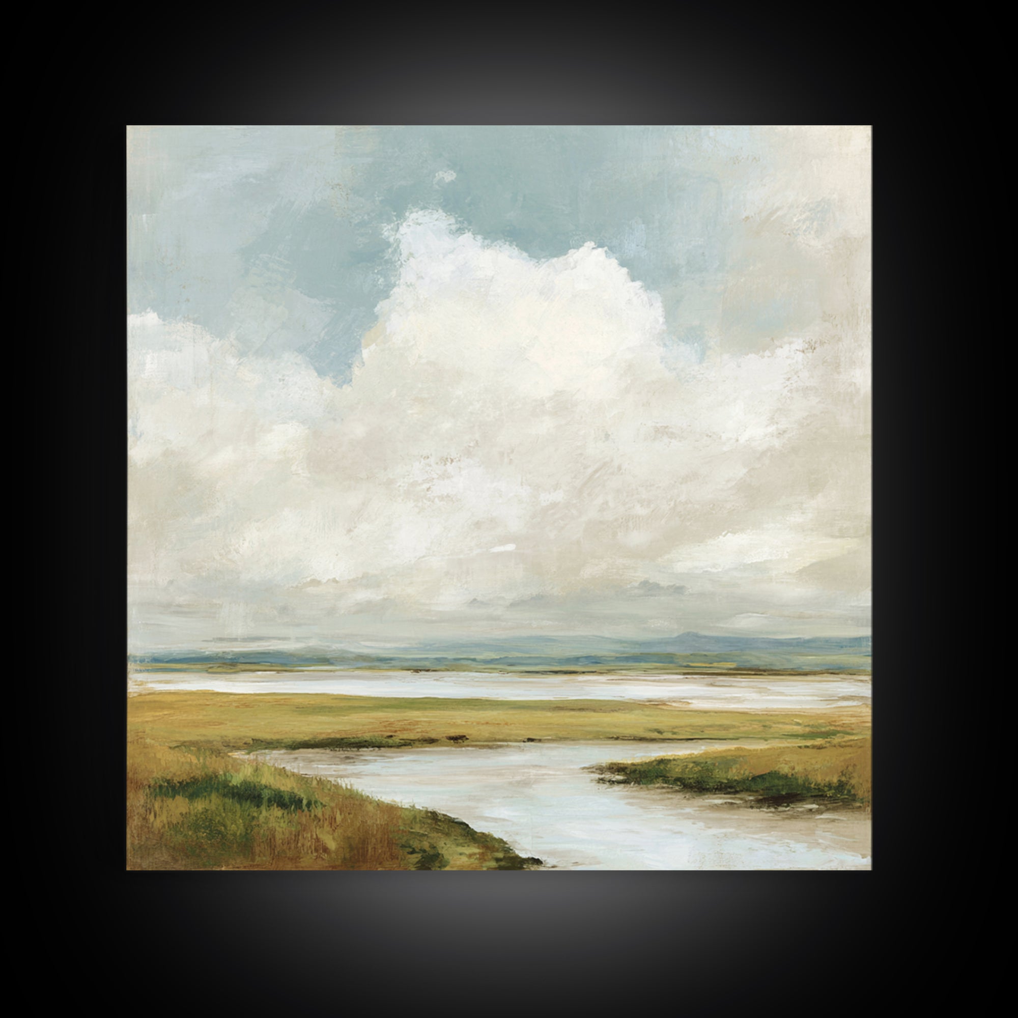 Modern Landscape with Expansive Calm Sky Framed Canvas Print, Living Room Art, Bedroom Wall Art, Living Room Decor, Living, LIR-1x1-51