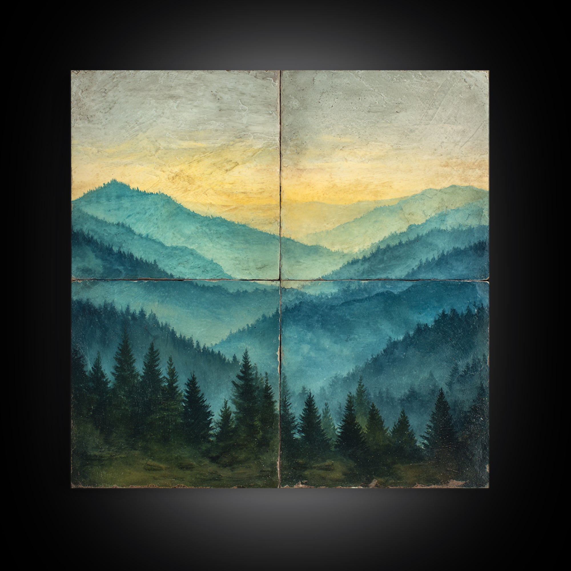 Classic Mountain Panorama for Cozy Interiors Framed Canvas Print, Living Room Art, New Home Gift, Living Room Decor, Living, LIR-1x1-64