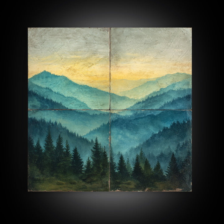 Classic Mountain Panorama for Cozy Interiors Framed Canvas Print, Living Room Art, New Home Gift, Living Room Decor, Living, LIR-1x1-64