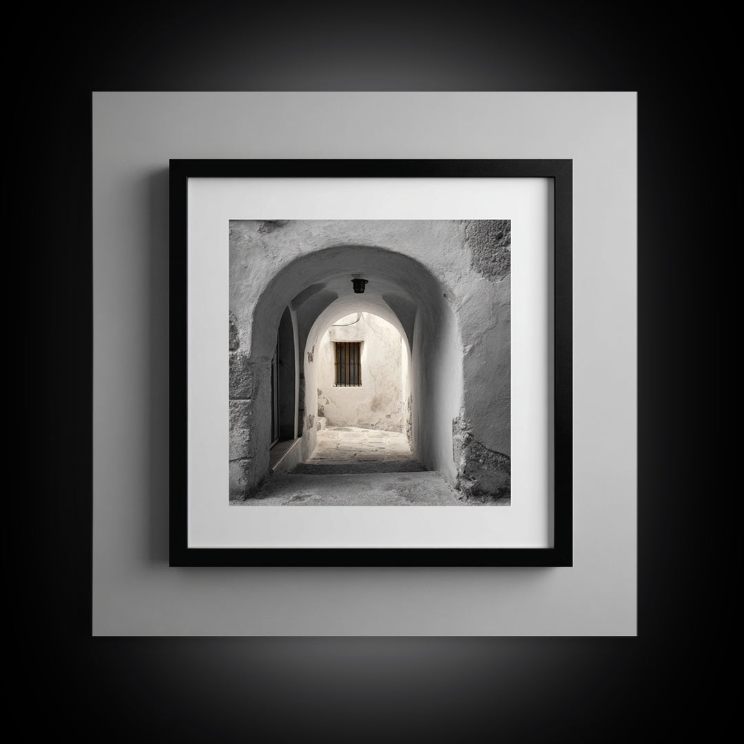 Black and White Architectural Arch Composition Framed Canvas Print, Living Room Art, Boho Decor, Living Room Decor, LIR-1x1-79