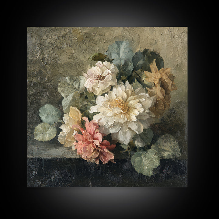 Large Floral Still Life Canvas Print, Living Room Art, Wall Decor, Living Room Decor, Oil Painting, Living, Abstract Art, LIR-1x1-81