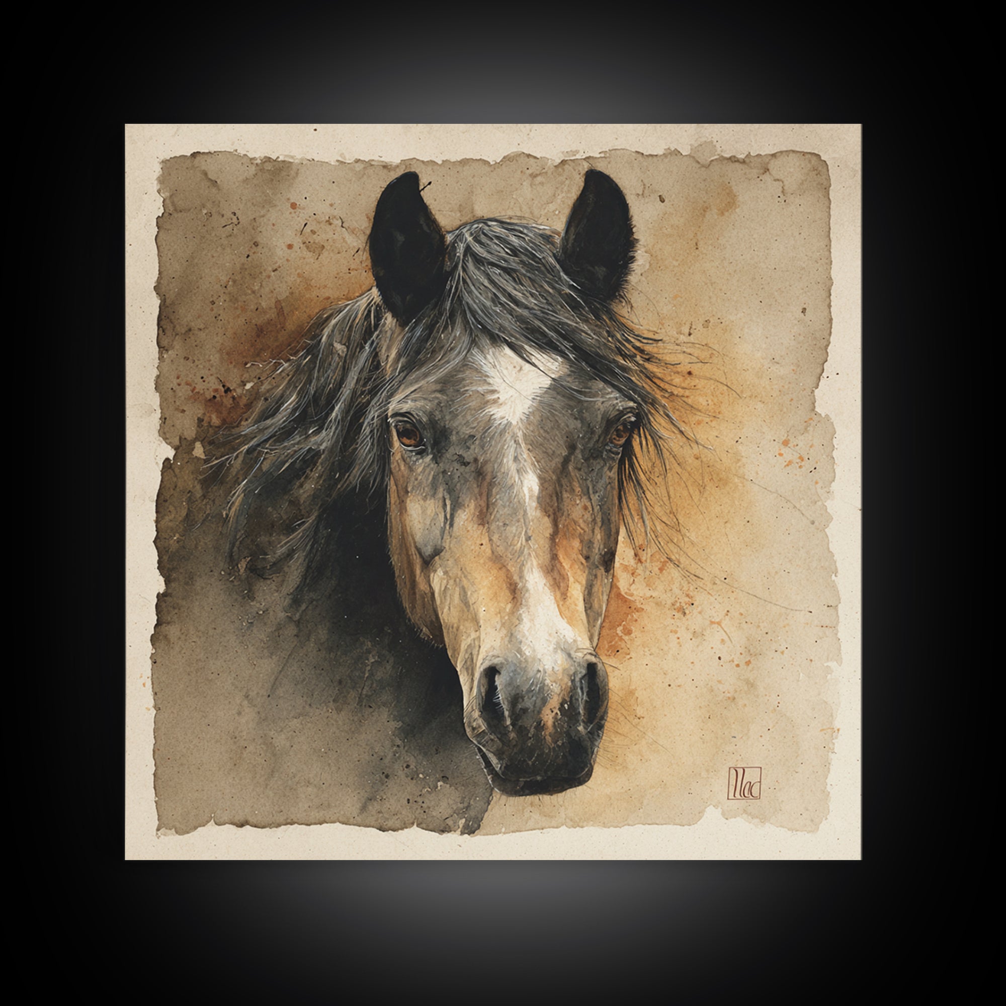 Contemporary Horse Portrait Canvas Print, Living Room Art, Boho Decor, Living Room Decor, Fine Art, Living, Digital Prints, LIR-1x1-82